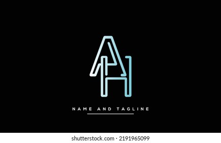Alphabet letters monogram logo AH or HA