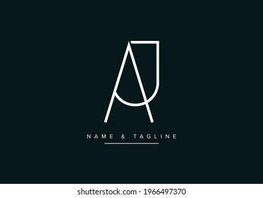Alphabet letters monogram logo AJ or JA