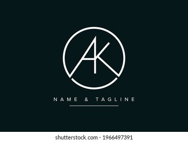 Alphabet letters monogram logo AK or KA
