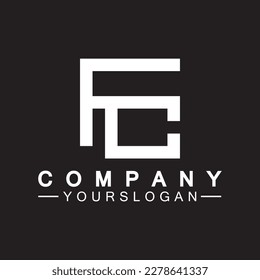 Alphabet letters monogram logo CF,FC,C and F, elegant and Professional white color letter icon design on black background.