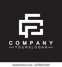 Letras alfabetas con el logotipo de monograma CF, FC, C y F, diseño de icono de letra blanca elegante y profesional sobre fondo negro.