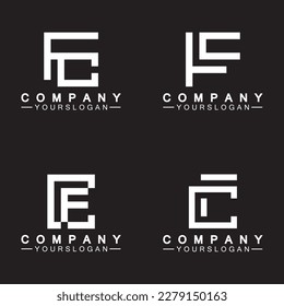 Letras alfabetas con el logotipo de monograma CF, FC, C y F, diseño de icono de letra blanca elegante y profesional sobre fondo negro.