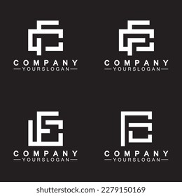 Letras alfabetas con el logotipo de monograma CF, FC, C y F, diseño de icono de letra blanca elegante y profesional sobre fondo negro.