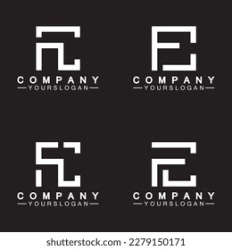 Alphabet letters monogram logo CF,FC,C and F, elegant and Professional white color letter icon design on black background.