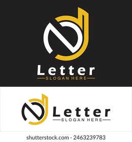 Alphabet letters monogram logo  DN, ND, D and N, elegant and Professional letter icon design