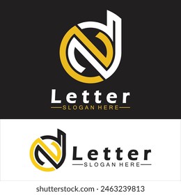 Alphabet letters monogram logo  DN, ND, D and N, elegant and Professional letter icon design