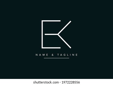 Alphabet letters monogram logo EK or KE