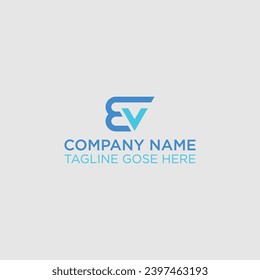 Alphabet letters monogram logo EV or VE, Letter EV simple logo design vector. monogram logo vector illustration, Letter E and V logo formed with simple line, EV company linked letter .EV Letter 