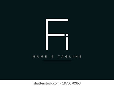 Alphabet letters monogram logo FI or IF