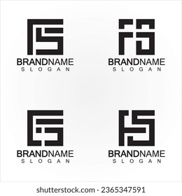Cartas alfabéticas logotipo de monograma FS diseño de iconos de letras en color negro elegante y profesional 