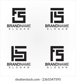 Cartas alfabéticas logotipo de monograma FS diseño de iconos de letras en color negro elegante y profesional 