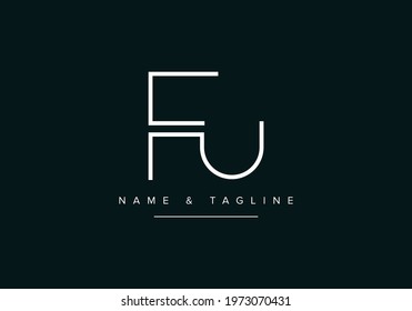 Alphabet letters monogram logo FU or UF