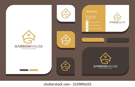 Alphabet letters monogram logo G with a house.logo and business card