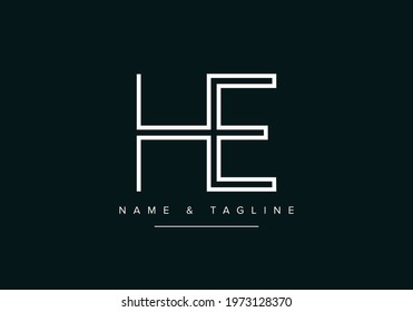 Alphabet letters monogram logo HE or EH