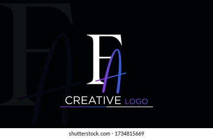 Letras alfabéticas icono del logotipo del monograma FA, FA, A y F

