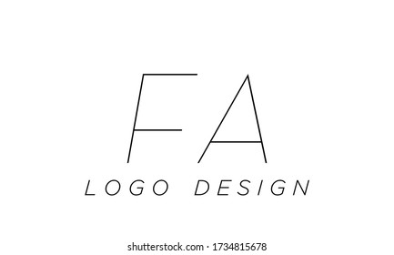 Letras alfabéticas icono del logotipo del monograma FA, FA, A y F
