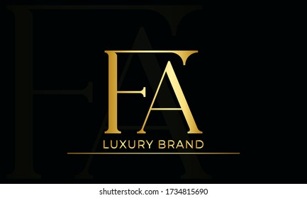 Letras alfabéticas icono del logotipo del monograma FA, FA, A y F
