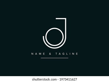 Alphabet letters monogram logo JO or OJ
