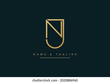 Alphabet letters monogram logo NJ or JN