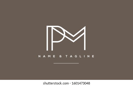 Alphabet letters monogram logo PM,MP,M and P
