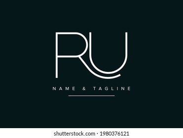 Letras alfabéticas logotipo de monograma RU o UR