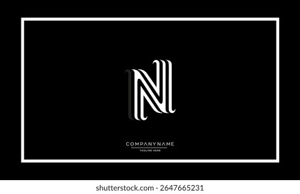 Alphabet letters N or NN logo monogram