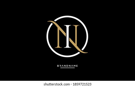 Alphabet Letters NJ, JN Logo Emblem Monogram