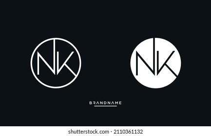 Alphabet Letters NK, KN Logo Emblem Monogram