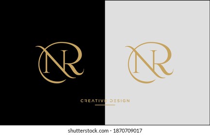 Alphabet Letters NR, RN Logo Emblem Monogram