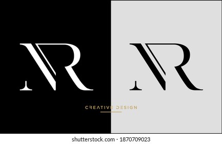Alphabet Letters NR, RN Logo Emblem Monogram