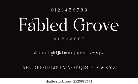 Alphabet letters and numbers in an attractive, premium, luxury font. Elegant wedding typography with a decorative vintage retro serif font. imaginative vector graphics