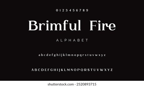 Letras e números alfabéticos em uma fonte atraente, premium e luxuosa. Elegante tipografia de casamento com uma fonte vintage retro serif decorativa.