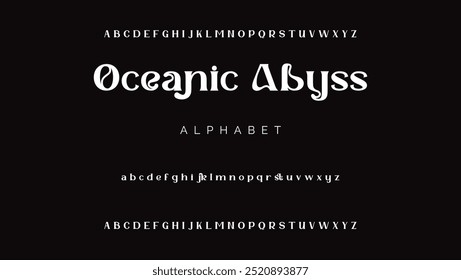Letras e números alfabéticos em uma fonte atraente, premium e luxuosa. Elegante tipografia de casamento com uma fonte vintage retro serif decorativa.