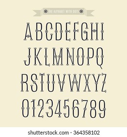 The alphabet letters and numbers with dots. Set. Eps8. Zero 0 One 1 Two 2 Three 3 Four 4 Five 5 Six 6 Seven 7 eight 8 nine 9.