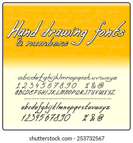 Alphabet letters and numbers hand draw, set