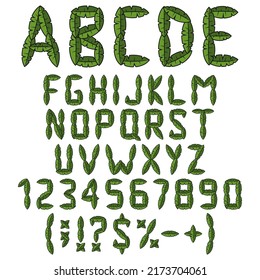 Alphabet Letters Numbers Signs Green Leaves Stock Vector (Royalty Free ...