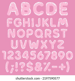 Alphabet, letters, numbers and signs made of plastic, polyethylene, cellophane. Set of isolated vector objects.