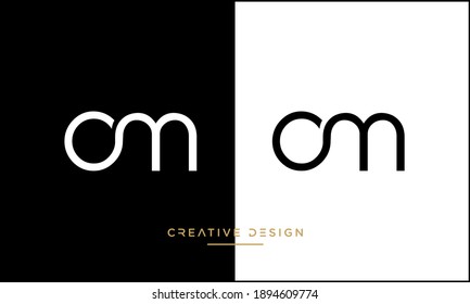 Alphabet Letters Om or MO Abstract icon Monogram Logo