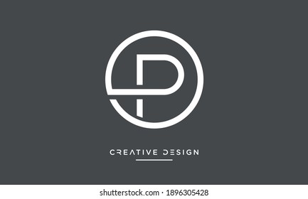 Alphabet Letters OP or PO Abstract Icon logo	