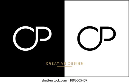 Alphabet Letters OP or PO Abstract Icon logo	