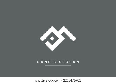 Alphabet letters PM, MP logo vector icon.