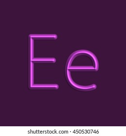 Alphabet letters of purple color lights, 3d line with smooth shadow