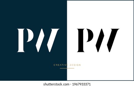 Alphabet Letters PW or WP Abstract Icon Logo Monogram	