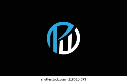  Alphabet Letters PW or WP Abstract Icon Logo Monogram 