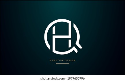 Alphabet Letters QH or HQ Abstract Logo Icon Monogram	