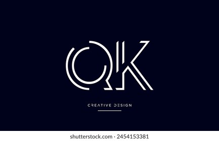 Alphabet letters QK or KQ initial logo monogram