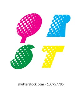 Alphabet letters Q,R,S,T vector illustration