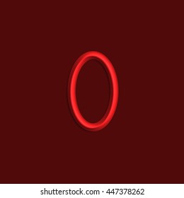 Alphabet letters of red color lights, 3d line with smooth shadow