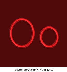 Alphabet letters of red color lights, 3d line with smooth shadow