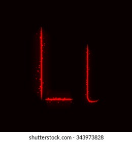 Alphabet letters of red lights on dark background